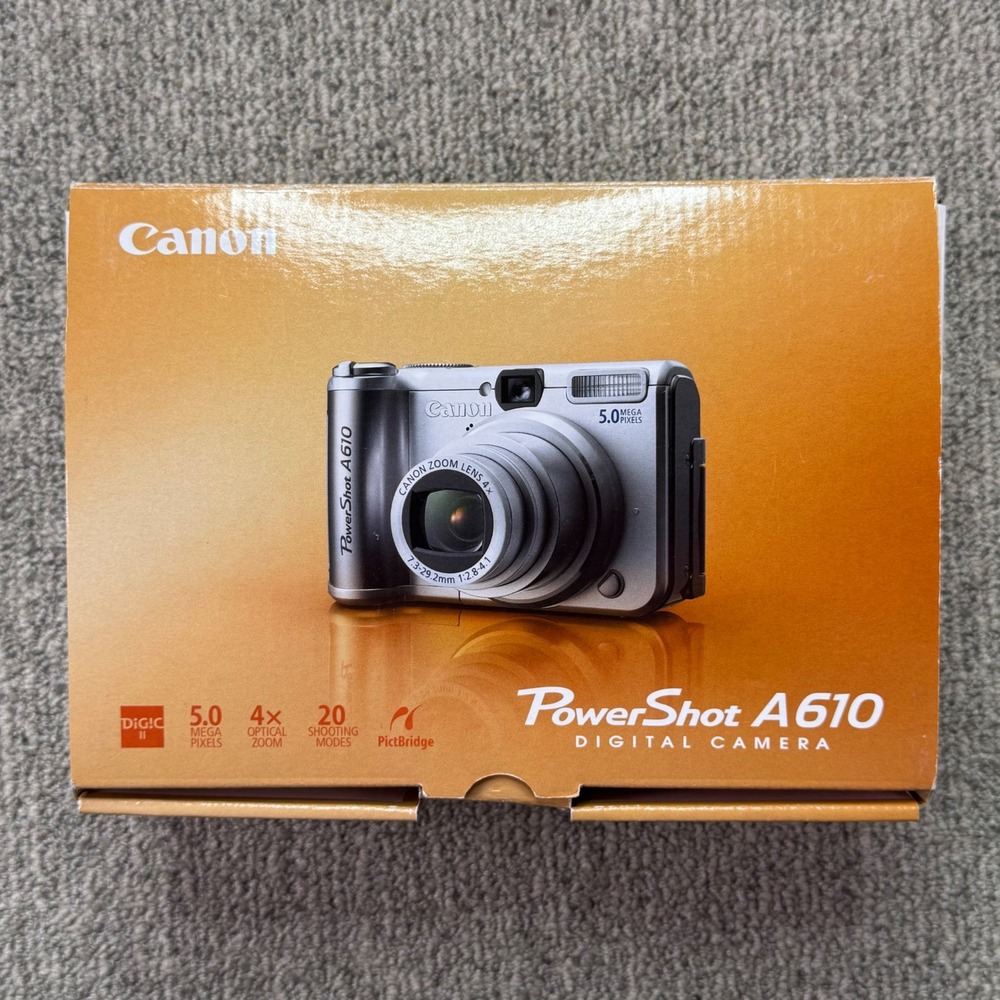 Canon PowerShot A610 5.0MP Digital Camera TESTED Boxed Flip Screen CCD